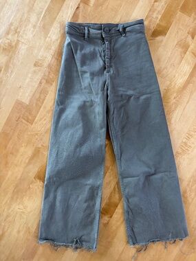 ZARA Womens Wide Leg High Rise Pants Jeans Gray 4